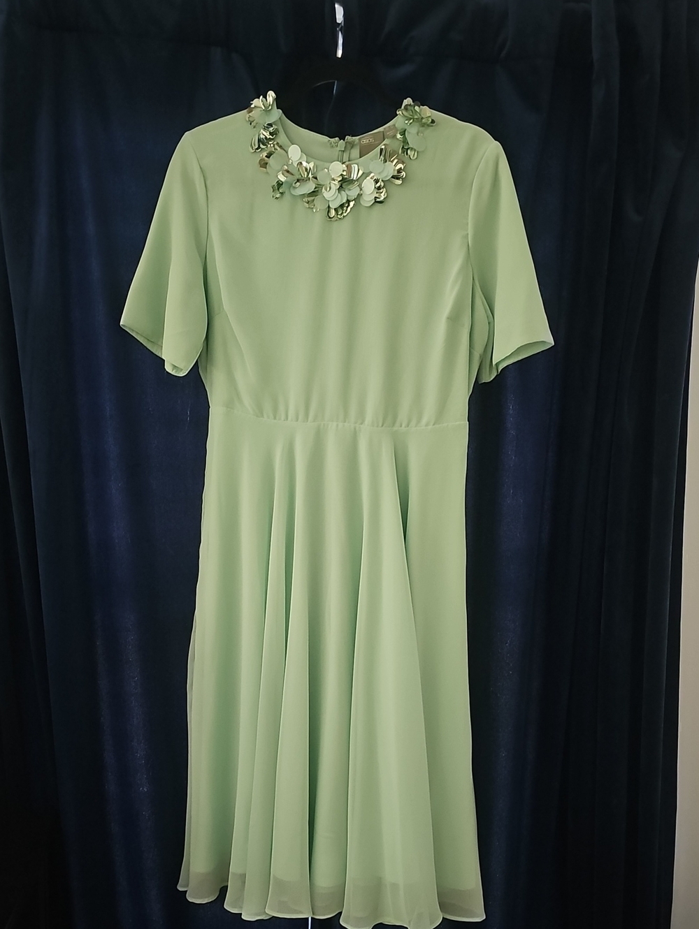 ASOS Mint Green Midi Dress with Floral Neckline
